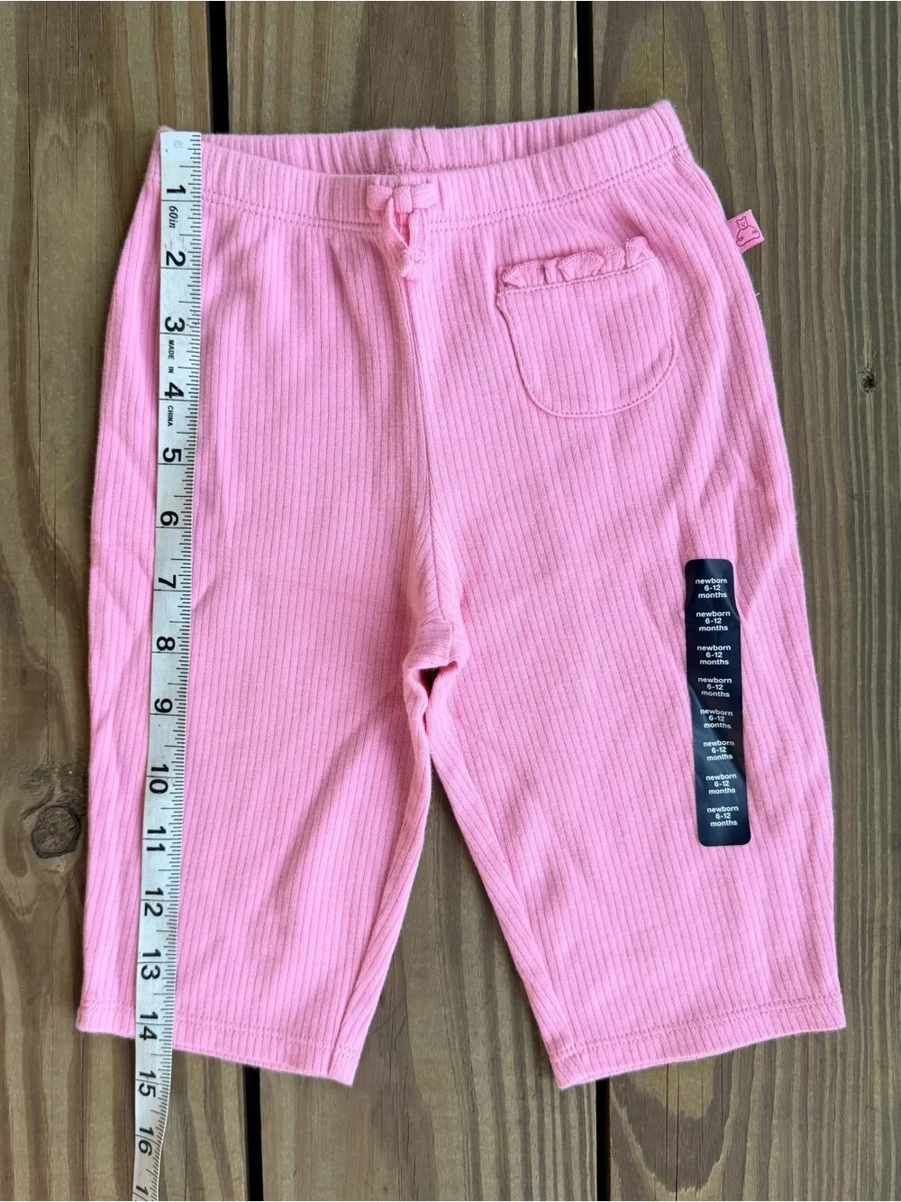 Baby Gap Girls 6-12M Pink Ribbed Pants Ruffle Pocket NWT